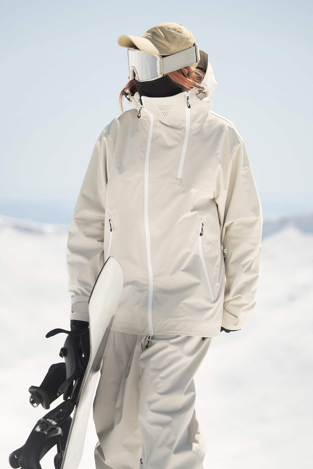 Women's Black & Coffee Asym-Zip Face-Vent Ski Jacket Waterproof Insulated Snow Jacket