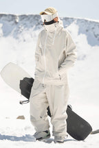 Women's Off White Face Vent Asym-Zip Snow Jacket Waterproof Insulated Ski Jacket - Gsou Snow