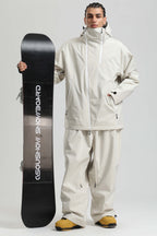 Men's Off White Face Vent Asym-Zip Snow Jacket Waterproof Insulated Ski Jacket - Gsou Snow