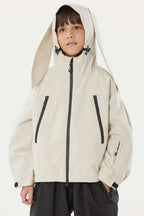 Boys Khaki Detachable-Hood Waterproof Insulated Ski Jacket Snow Jacket