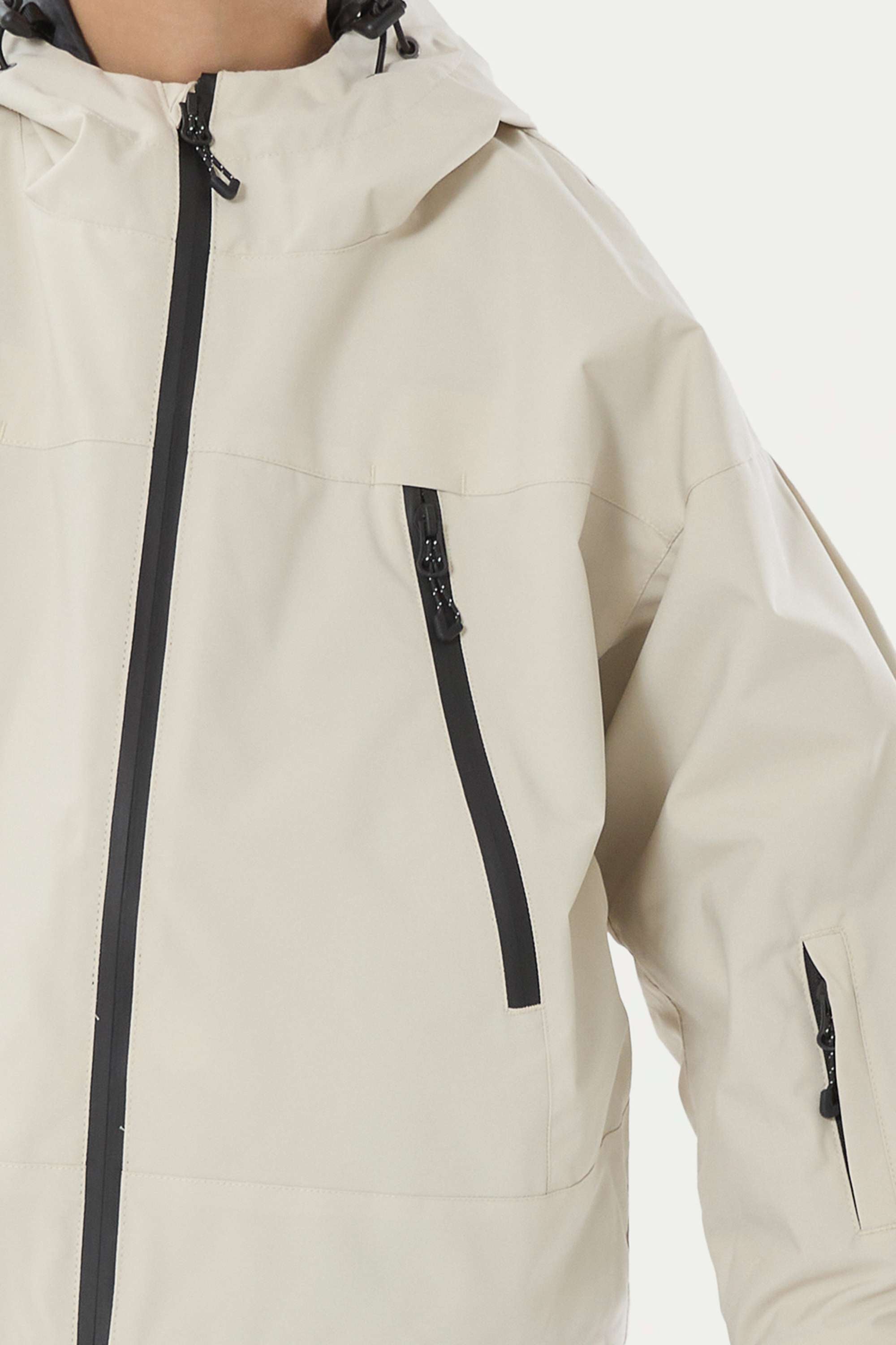 Boys Off White Detachable-Hood Waterproof Insulated Ski Jacket Snow Jacket