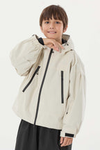 Boys Off White Detachable-Hood Waterproof Insulated Ski Jacket Snow Jacket