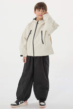 Boy's Off White Detachable Ear Hood Waterproof Insulated Snow Jacket Ski Jacket - Gsou Snow