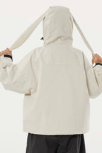 Boy's Off White Detachable Ear Hood Waterproof Insulated Snow Jacket Ski Jacket - Gsou Snow