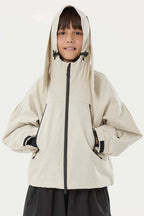Boy's Off White Detachable Ear Hood Waterproof Insulated Snow Jacket Ski Jacket - Gsou Snow