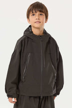 Boys Khaki Detachable-Hood Waterproof Insulated Ski Jacket Snow Jacket