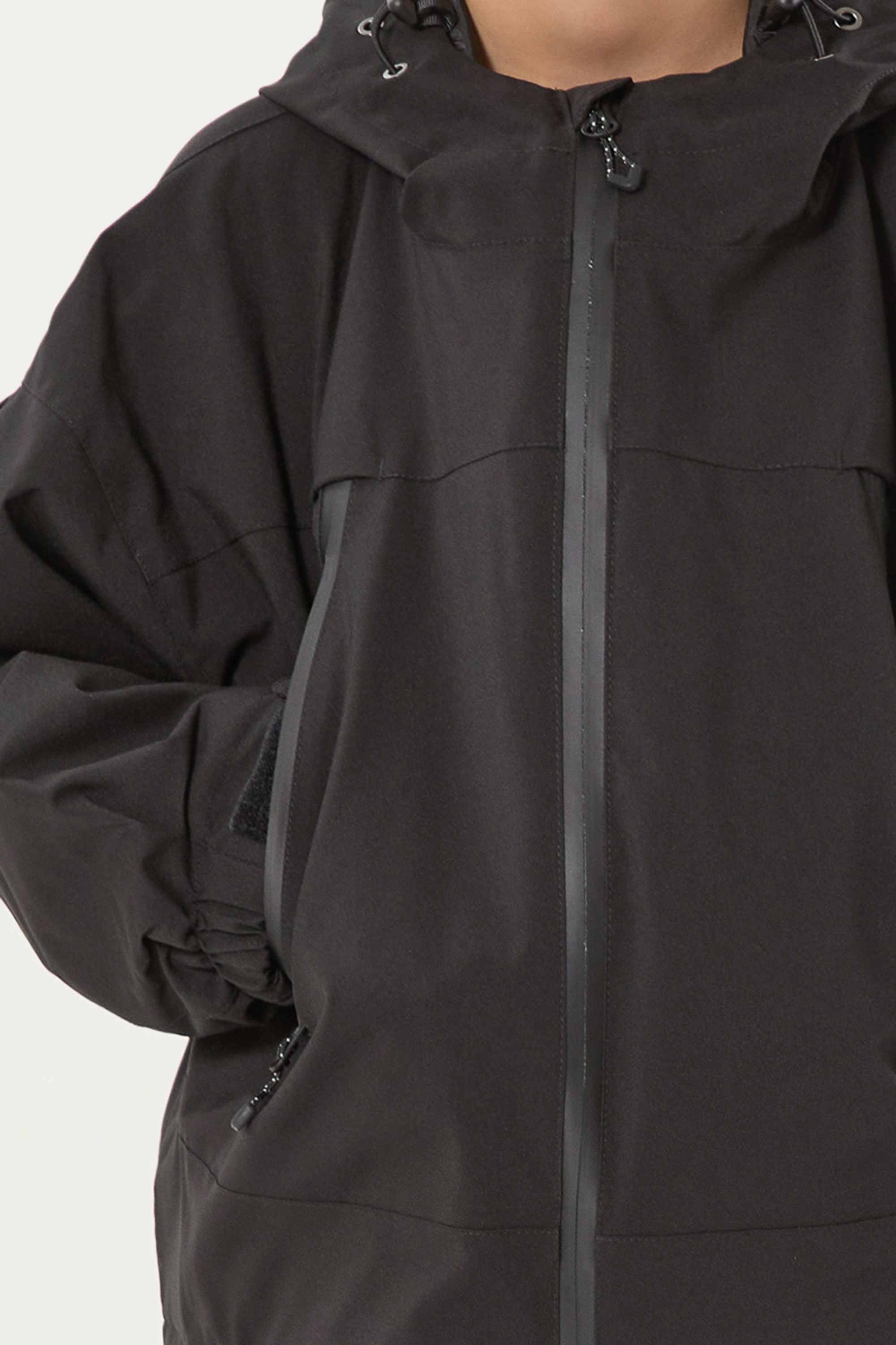 Boys Black Detachable-Hood Waterproof Insulated Ski Jacket Snow Jacket