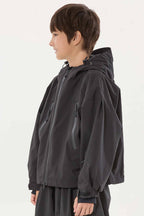 Boy's Off White Detachable Ear Hood Waterproof Insulated Snow Jacket Ski Jacket - Gsou Snow