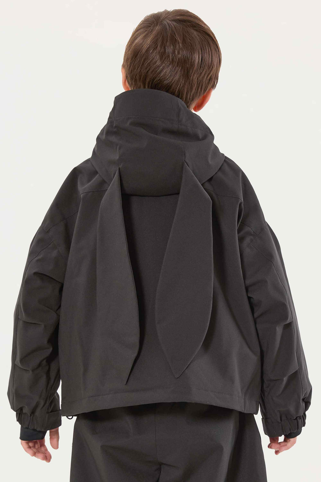 Boy's Black Detachable Ear Hood Waterproof Insulated Snow Jacket Ski Jacket - Gsou Snow