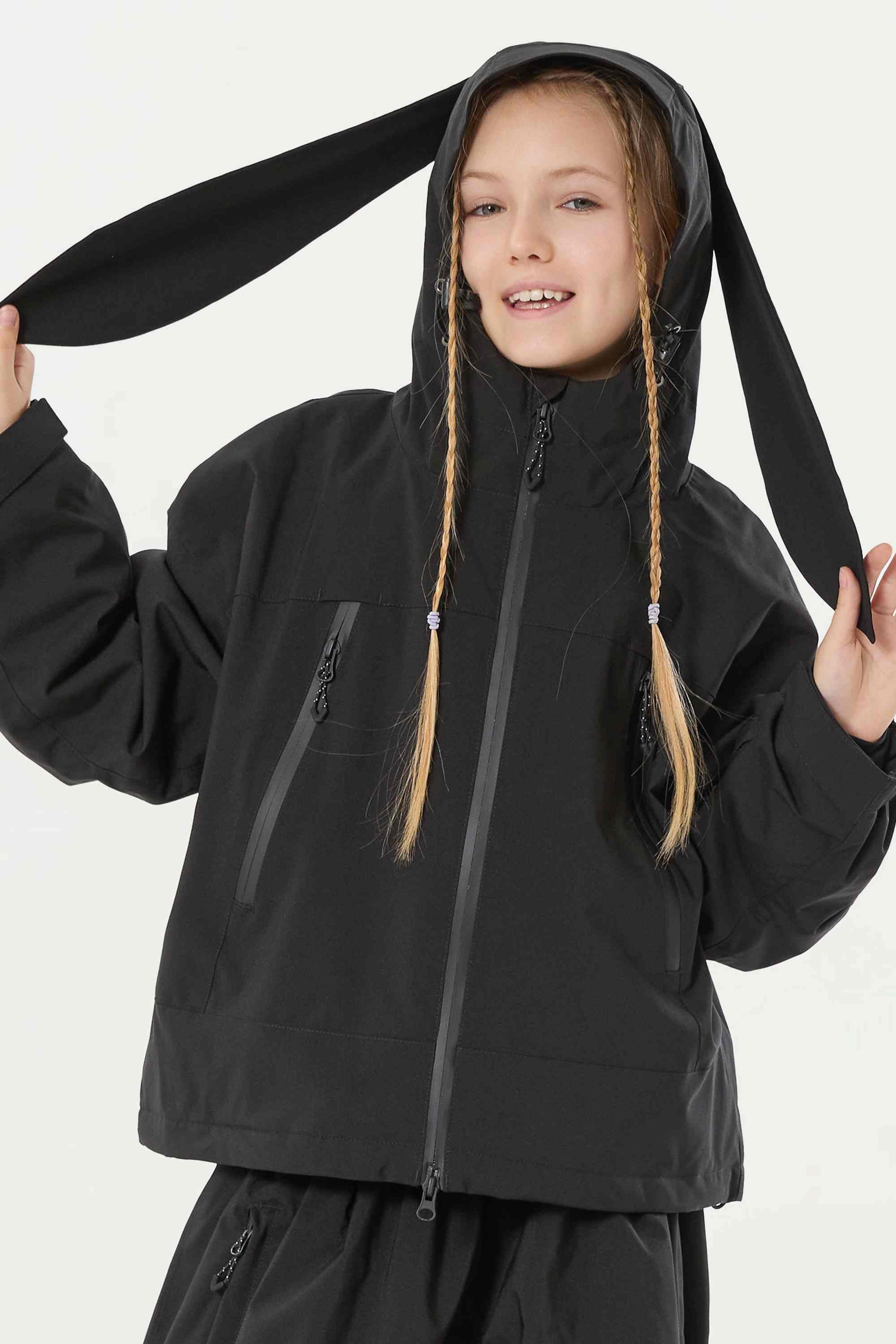 Girls Rose Detachable-Hood Waterproof Insulated Ski Jacket Snow Jacket