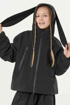 Girls Ice Blue Detachable-Hood Waterproof Insulated Ski Jacket Snow Jacket