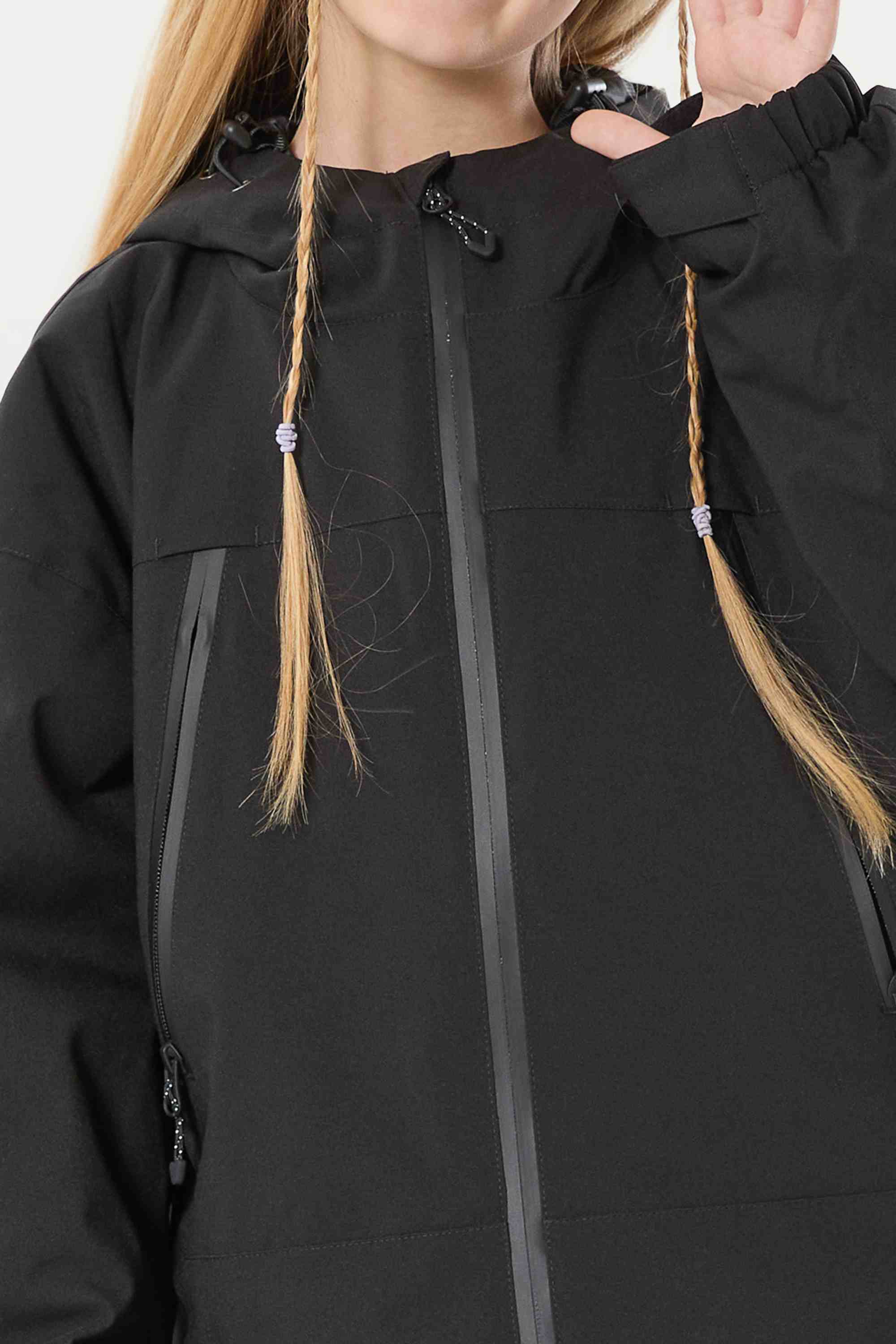 Girls Black Detachable-Hood Waterproof Insulated Ski Jacket Snow Jacket Secondary image