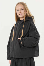 Girls Ice Blue Detachable-Hood Waterproof Insulated Ski Jacket Snow Jacket