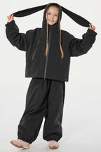 Girl's Black Detachable Ear Hood Waterproof Insulated Snow Jacket Ski Jacket - Gsou Snow