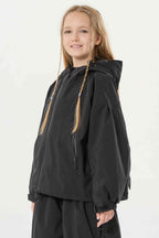 Girl's Black Detachable Ear Hood Waterproof Insulated Snow Jacket Ski Jacket - Gsou Snow