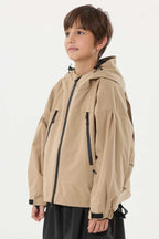 Boy's Off White Detachable Ear Hood Waterproof Insulated Snow Jacket Ski Jacket - Gsou Snow