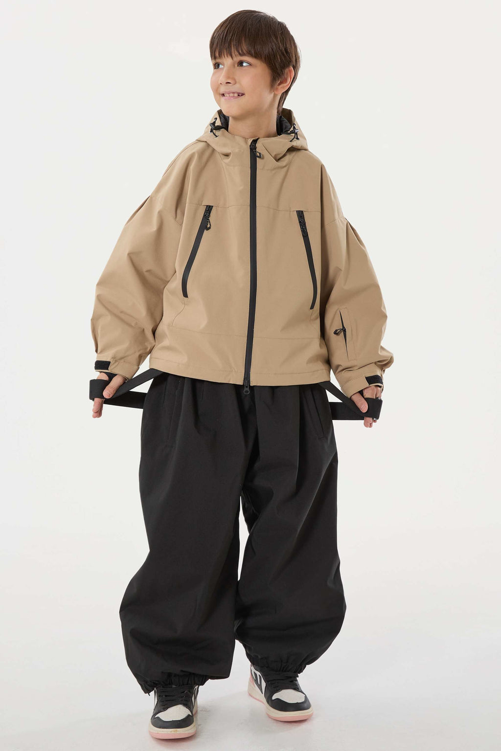 Boy's Khaki Detachable Ear Hood Waterproof Insulated Snow Jacket Ski Jacket - Gsou Snow
