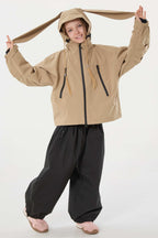 Girl's Khaki Detachable Ear Hood Waterproof Insulated Snow Jacket Ski Jacket - Gsou Snow