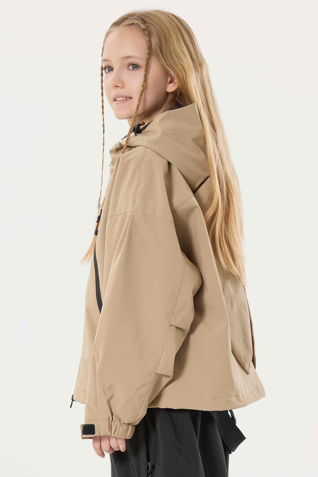 Girl's Khaki Detachable Ear Hood Waterproof Insulated Snow Jacket Ski Jacket - Gsou Snow