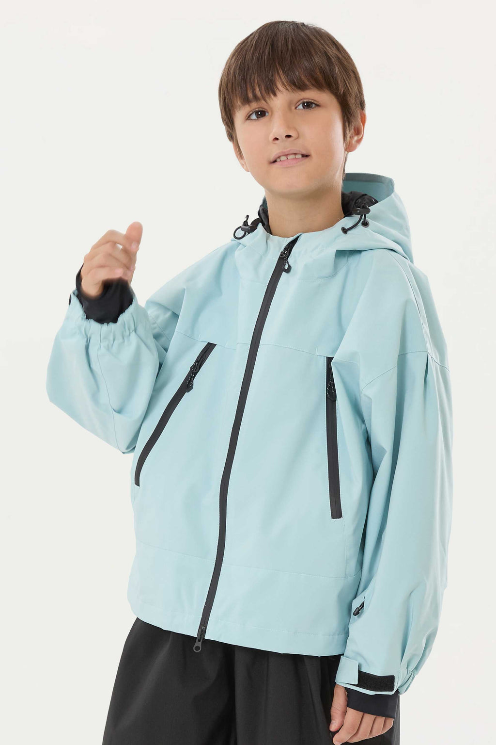 Boys Khaki Detachable-Hood Waterproof Insulated Ski Jacket Snow Jacket