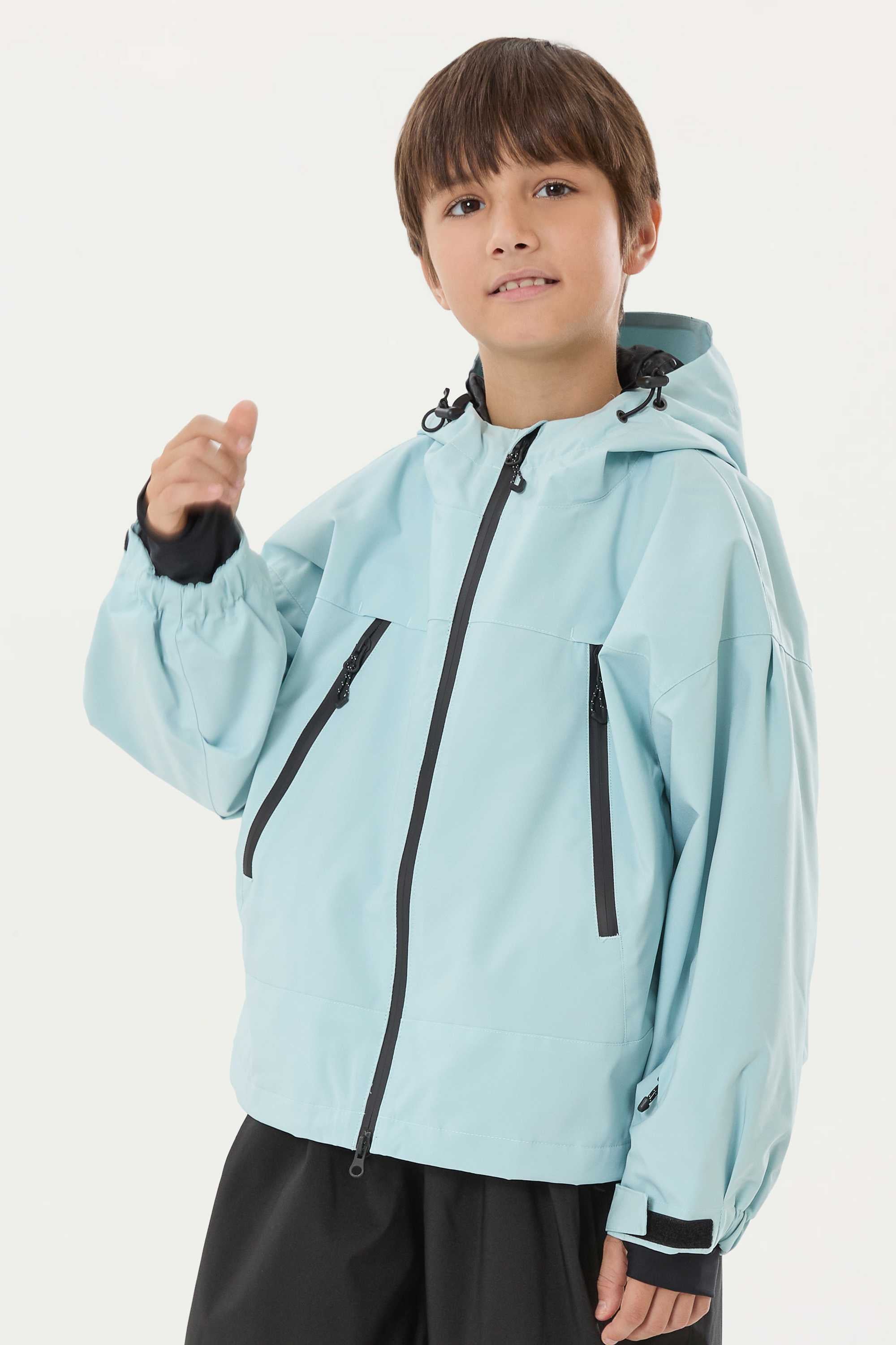 Boys Khaki Detachable-Hood Waterproof Insulated Ski Jacket Snow Jacket