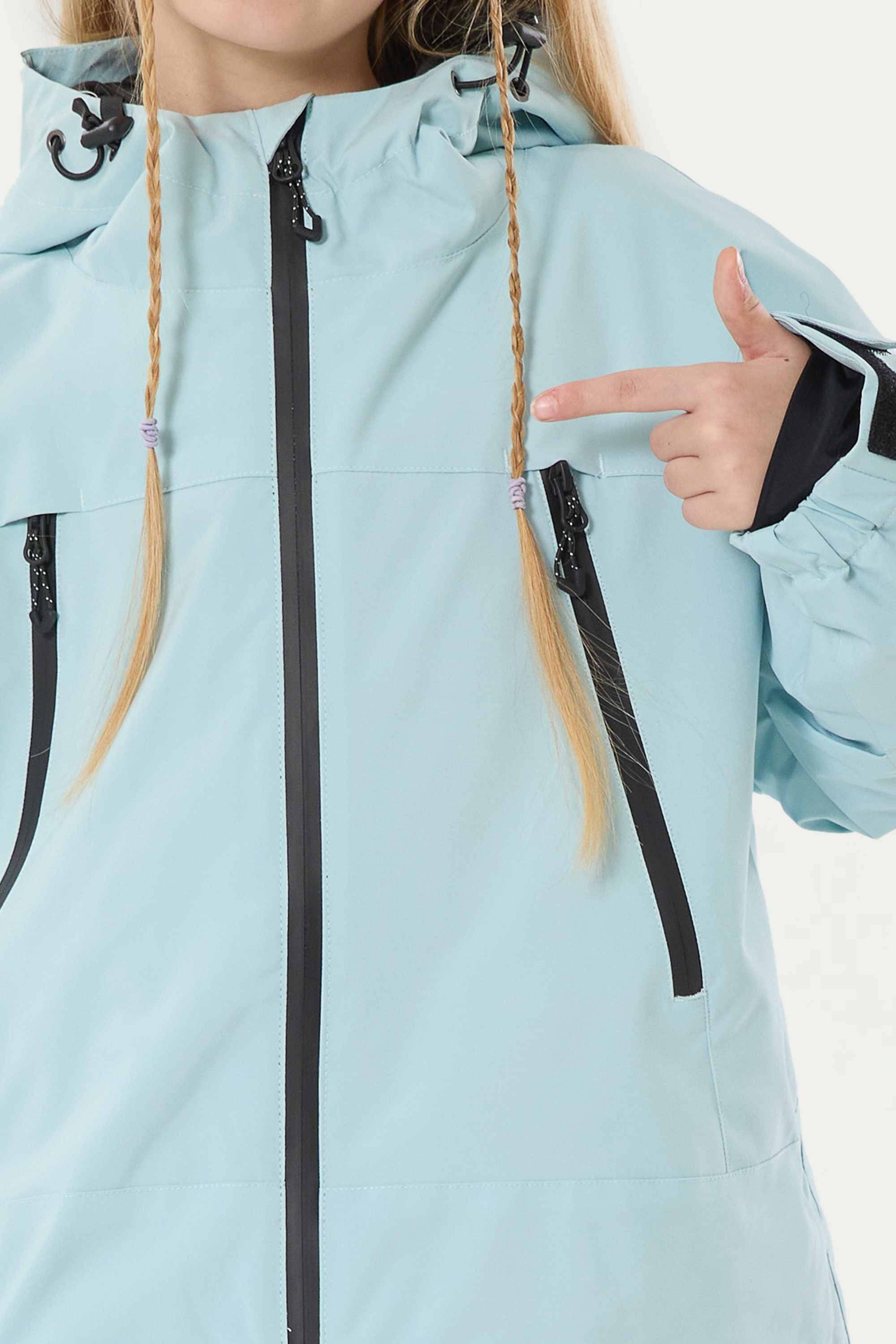Girls Ice Blue Detachable-Hood Waterproof Insulated Ski Jacket Snow Jacket Secondary image