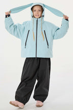 Girl's Ice Blue Detachable Ear Hood Waterproof Insulated Snow Jacket Ski Jacket - Gsou Snow