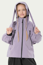 Girls Lavender Detachable-Hood Waterproof Insulated Ski Jacket Snow Jacket