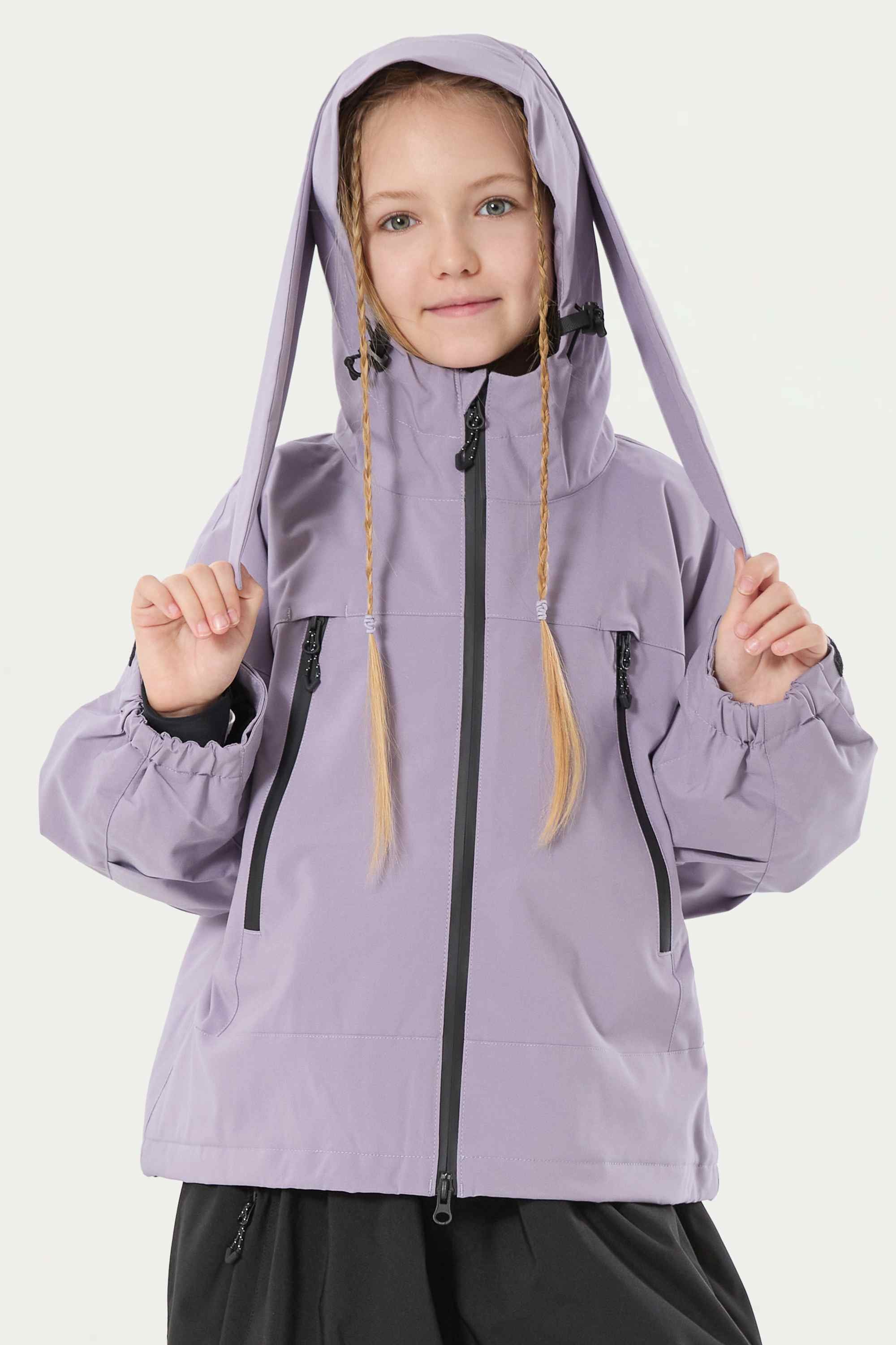 Girls Ice Blue Detachable-Hood Waterproof Insulated Ski Jacket Snow Jacket