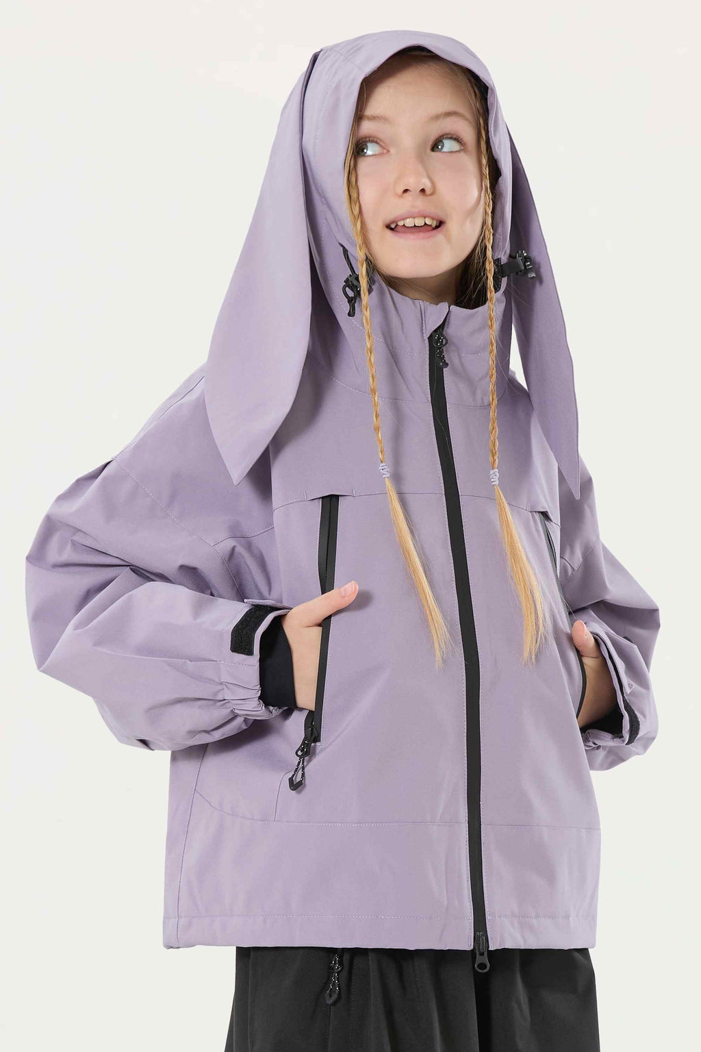 Girl's Lavender Detachable Ear Hood Waterproof Insulated Snow Jacket Ski Jacket - Gsou Snow