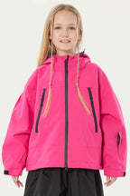 Girls Ice Blue Detachable-Hood Waterproof Insulated Ski Jacket Snow Jacket