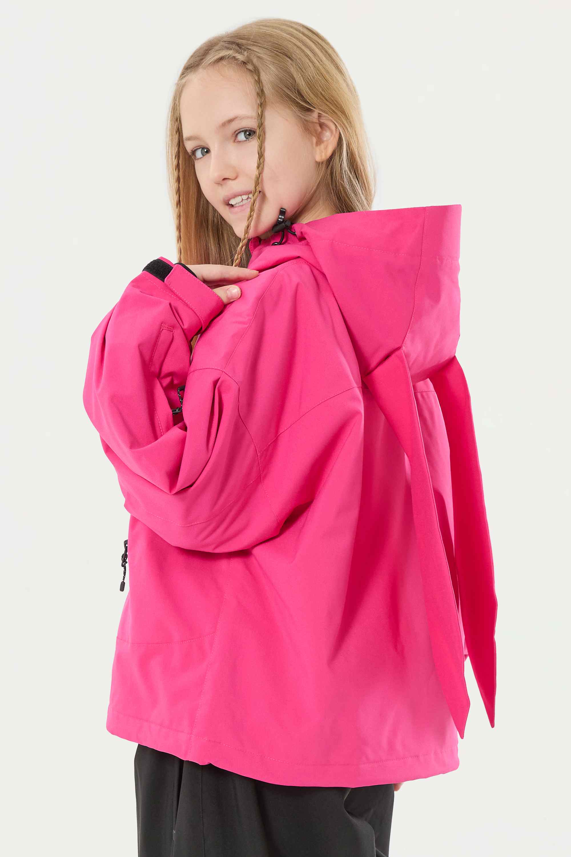 Girls Khaki Detachable-Hood Waterproof Insulated Ski Jacket Snow Jacket