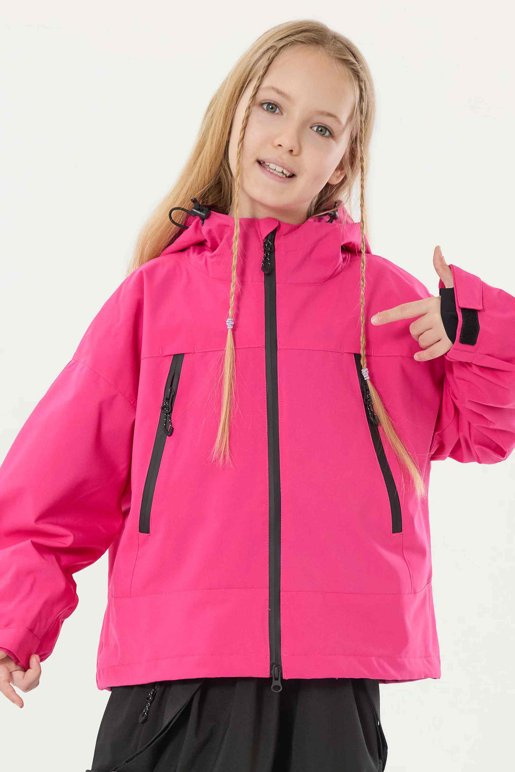 Girl's Rose Detachable Ear Hood Waterproof Insulated Snow Jacket Ski Jacket - Gsou Snow