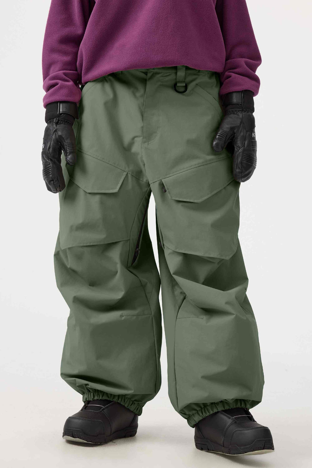 Women's Dark Brown Baggy Utility Ski Pants Wear-Resistant Snow Pants