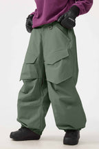 Women's Dark Gray Baggy Utility Ski Pants Wear-Resistant Snow Pants