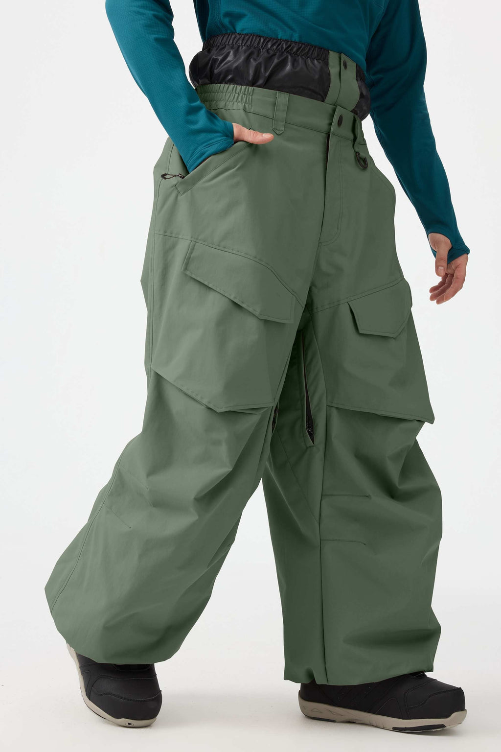 Men's Rose Baggy Utility Ski Pants Wear-Resistant Snow Pants