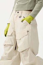 Women's Army Green Baggy Utility Ski Pants Wear-Resistant Snow Pants