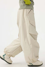 Women's Black Baggy Utility Ski Pants Wear-Resistant Snow Pants