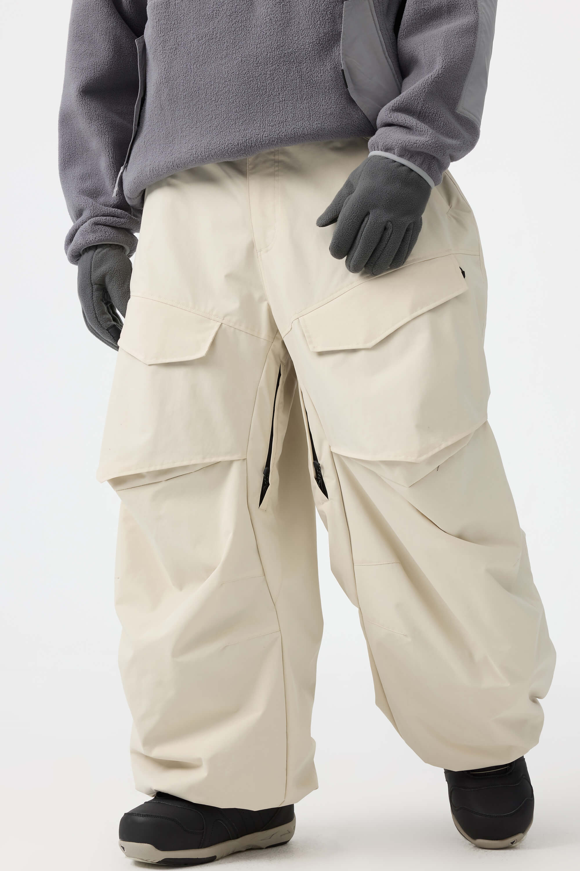 Men's Army Green Baggy Utility Ski Pants Wear-Resistant Snow Pants