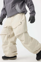Men's Black Baggy Utility Ski Pants Wear-Resistant Snow Pants