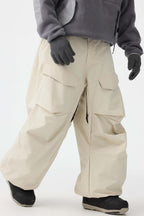 Men's Dark Brown Baggy Utility Ski Pants Wear-Resistant Snow Pants