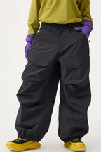 Women's Black Baggy Utility Ski Pants Wear-Resistant Snow Pants