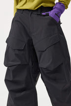 Women's Beige Baggy Utility Ski Pants Wear-Resistant Snow Pants