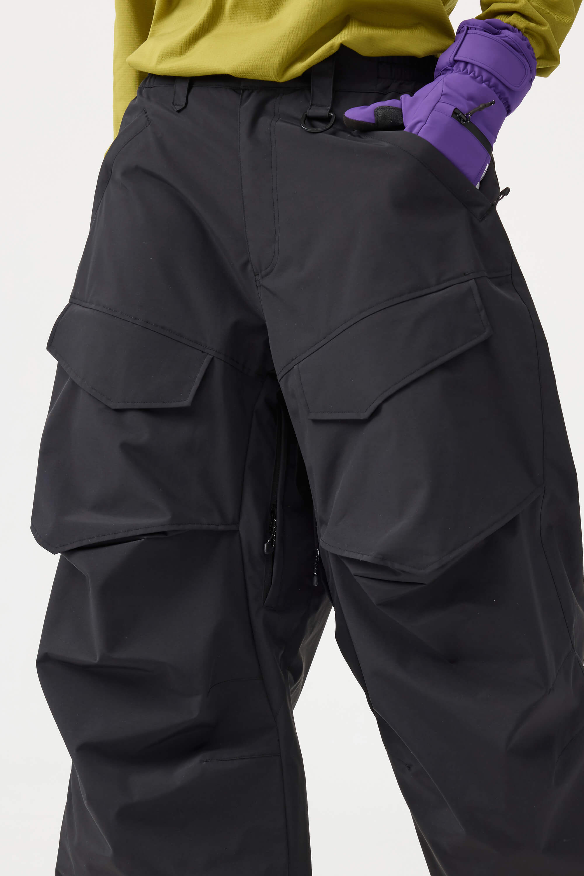 Women's Khaki Baggy Utility Ski Pants Wear-Resistant Snow Pants