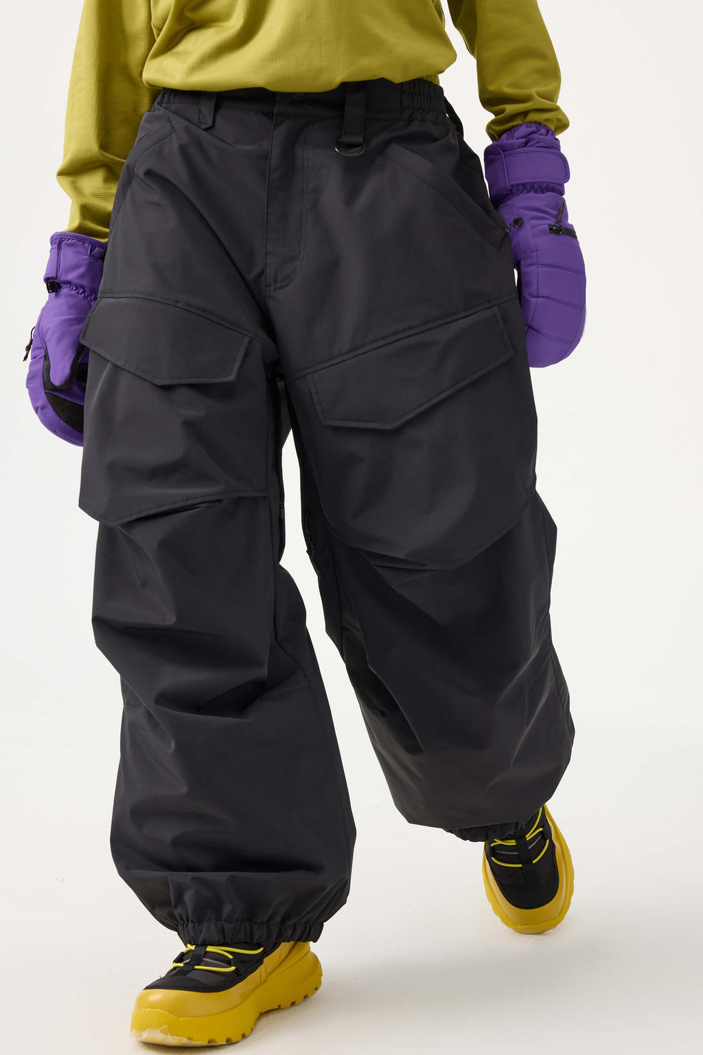 Women's Army Green Baggy Utility Ski Pants Wear-Resistant Snow Pants