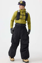 Men's Dark Gray Baggy Utility Ski Pants Wear-Resistant Snow Pants