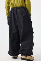 Men's Black Baggy Utility Ski Pants Wear-Resistant Snow Pants