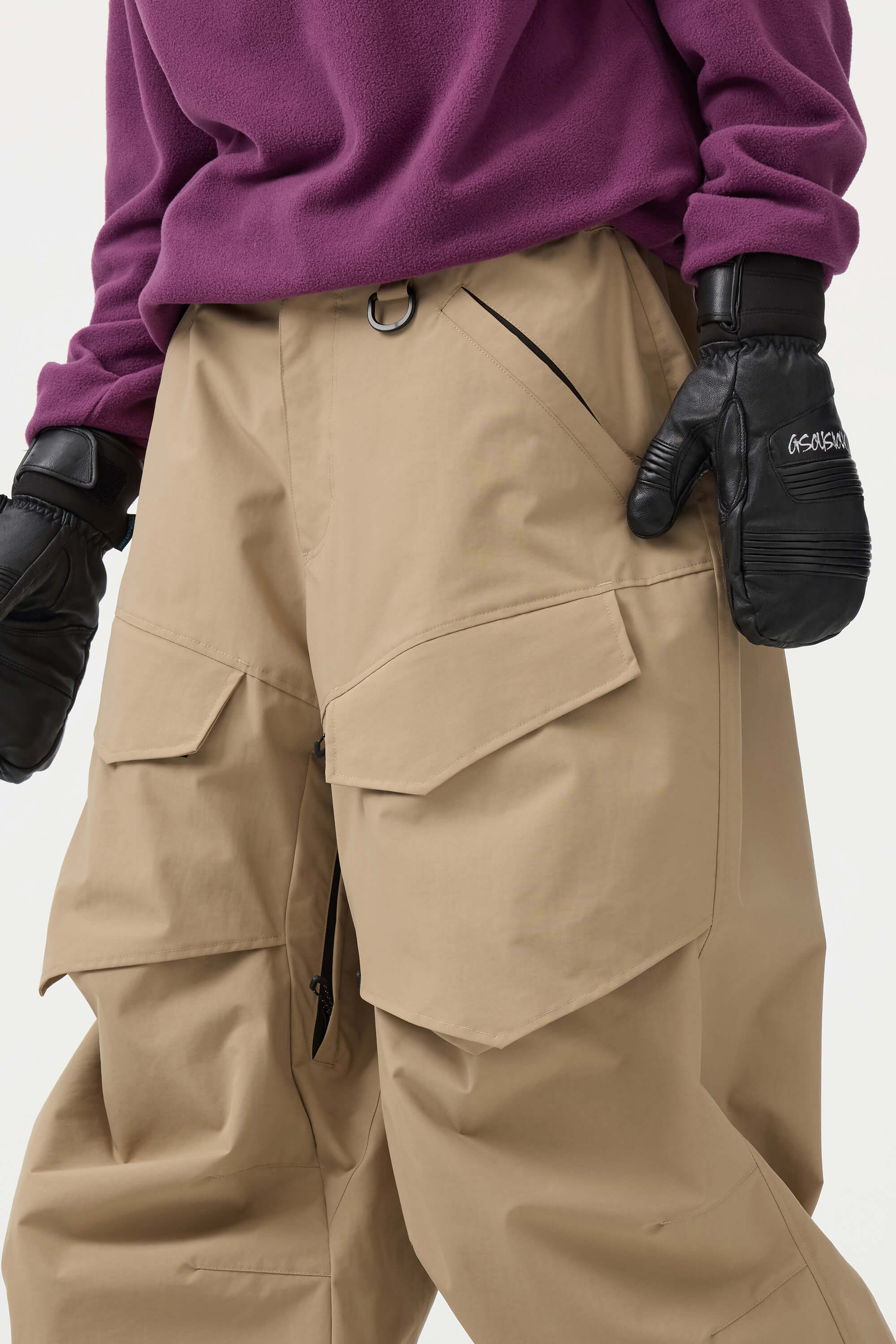 Women's Khaki Baggy Utility Ski Pants Wear-Resistant Snow Pants Secondary image
