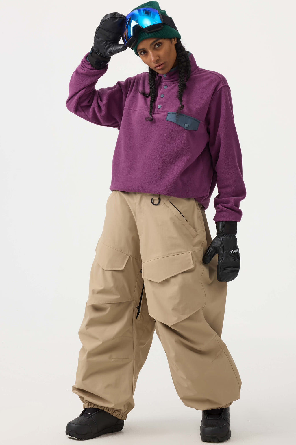 Women's Rose Baggy Utility Ski Pants Wear-Resistant Snow Pants