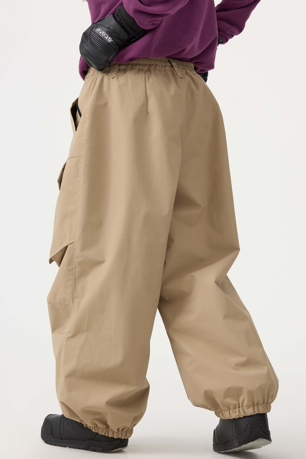 Women's Dark Brown Baggy Snow Pants Utility Wear-resistant Ski Pants - Gsou Snow